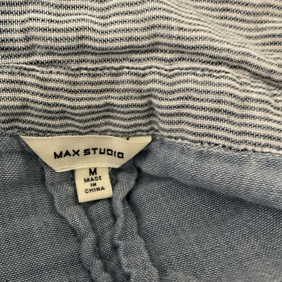 Max Stuido M. Stripped Classic Blue Tunic Summer Elbow-Sleeve Dress. Mini - Picture 4 of 9